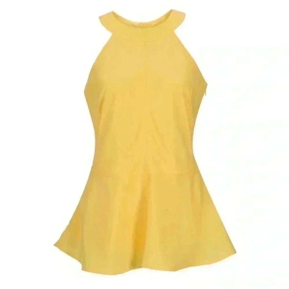 Ricki’s Yellow Halter Neck Sleeveless Peplum Top Flowy Blouse 0/XS - Picture 2 of 15